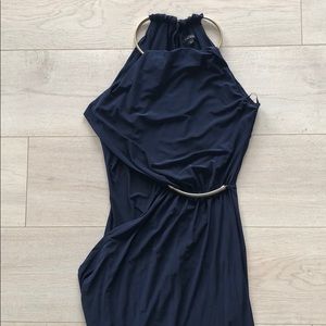 River Island Drape Detail Dress-Navy/ US 4